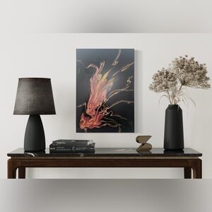 Abstract Acrylic Pouring Art fiery metallic 15,5” x 23,5”